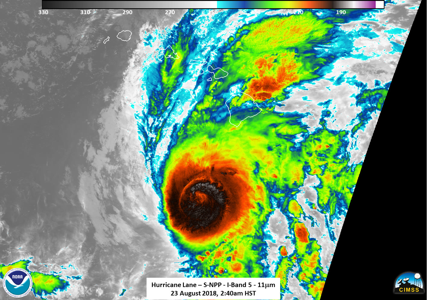 Satellite view of a major hurricane system